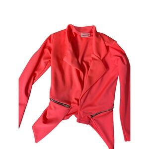 Pink Boutique Neon‎ Blazer Jacket Zipper Waterfall Collar Size 10